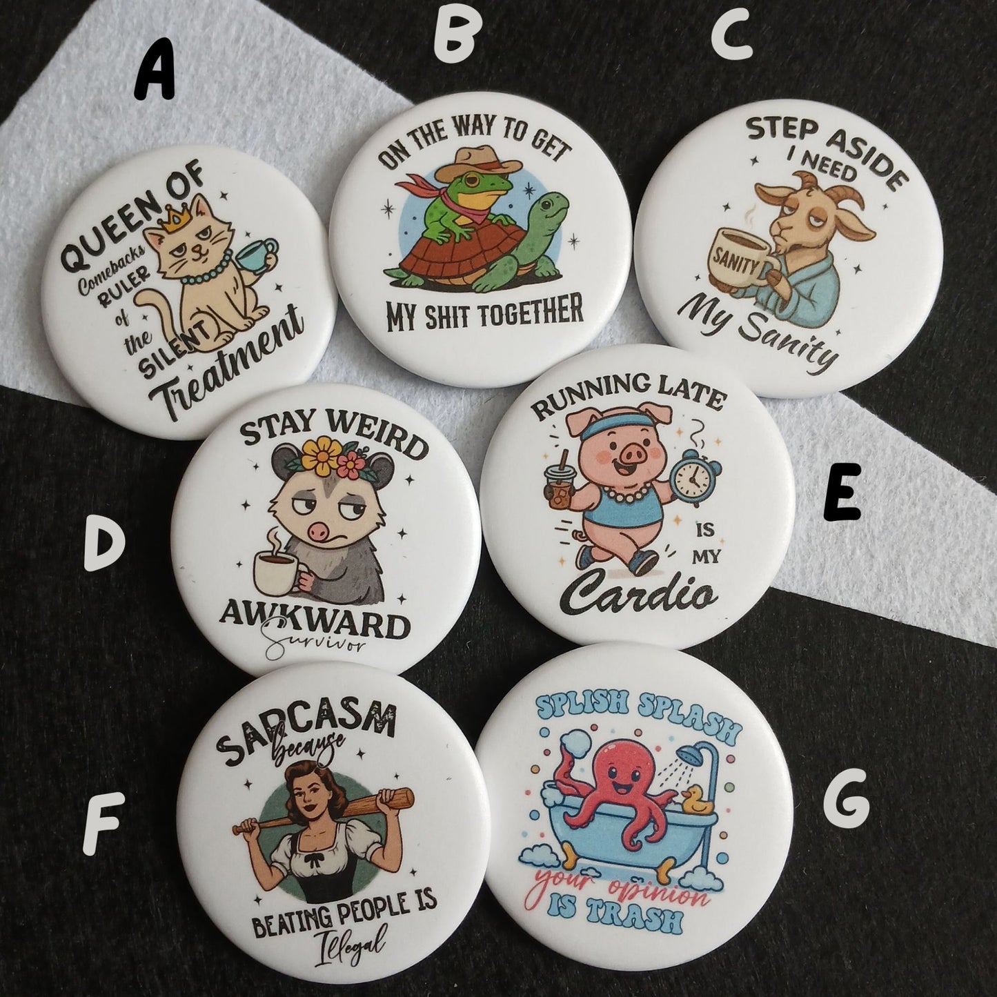 Memes pinback buttons or magnets